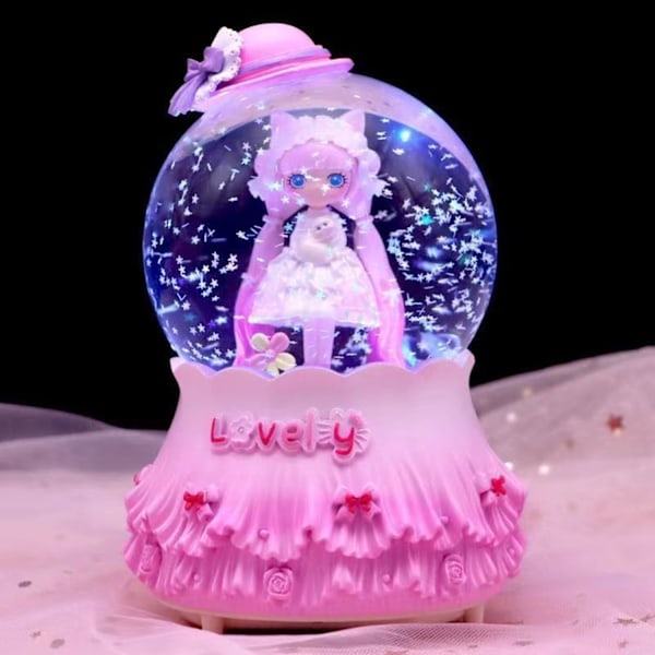 Snöglob, Prinsessa Musik Snöglob med Automatisk Snöfallseffekt, Färgväxlande LED-lampor, Presenter till Flickor