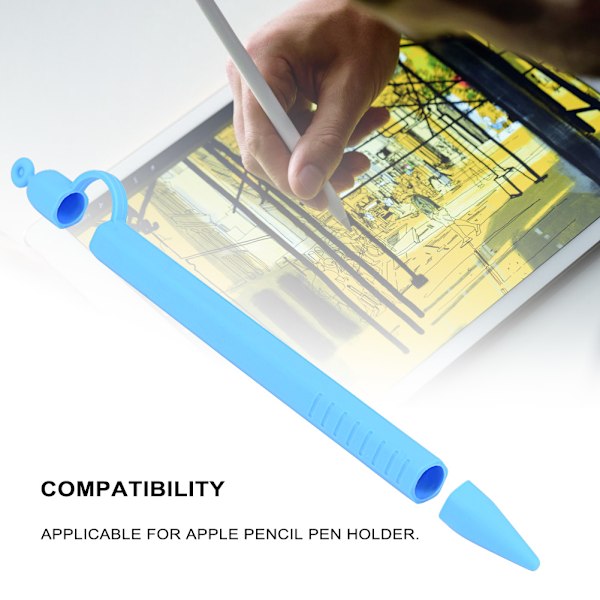 Kevyt silikoninen kuusikulmainen kynäkotelopidike, joka estää katoamisen ja liukumisen Apple Pencilille (sininen)