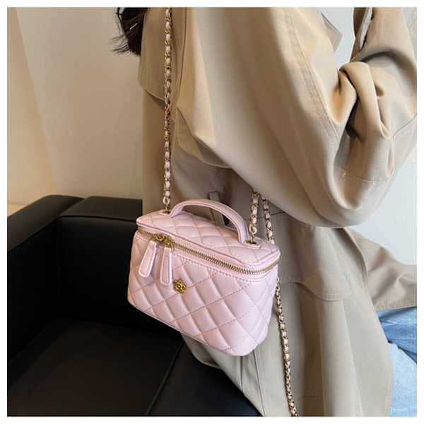 Liten Fyrkantig Väska Box Väska Kamelia Rutmönster Kedja Box Liten Väska Dam Enkel Axelremsväska Crossbody Väska Dam Handväska