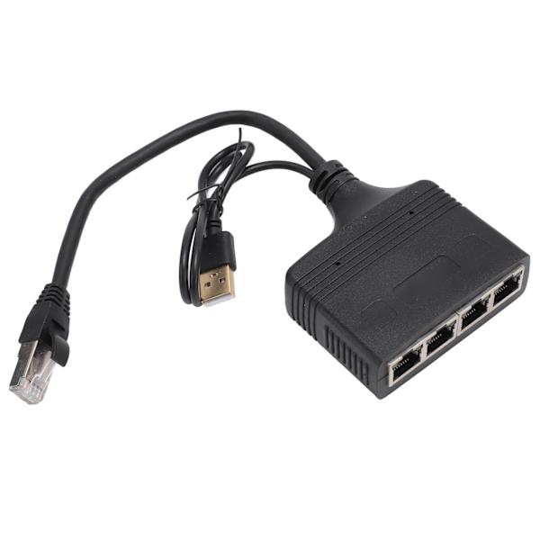 Ethernet-splitter 1 inn 4 ut RJ45-grensesnitt 1000 Mbps gullbelagt pin sikker stabil signal LAN-splitter for bryter TV PC