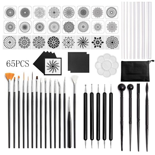 65PCS Dotting Painting Tools With Mandala Set Pen Dotting With Kit Ball Stylus Clay Sculpting Carving Tools For Clay Pottery Craft,painting Rocks