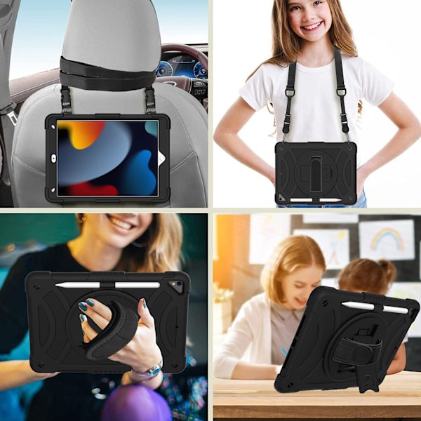 Fodral för iPad Air 5:e generationen, iPad Air 4:e 10,9”  Stöttåligt skyddsfodral -Pennhållare -Roterande stativ
