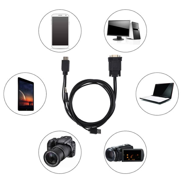 HDMI AM til VGA HDMI-konverteradapterkabel til computer/DVD/digitalt set-top-boks