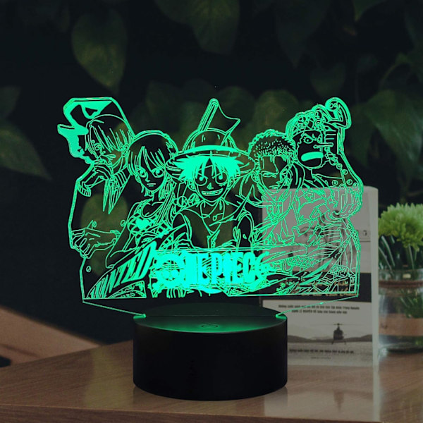 Japan Anime Monkey D Luffy Zoro Manga Actionfigur Fjernkontroll 16 Fargeendring USB-Lading Base AA-Batteri 3D LED Nattelys Fans Party Deco