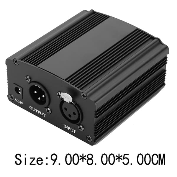 Mini 1-kanals 48V Phantom Power Supply med strømadapter til kondensatormikrofon