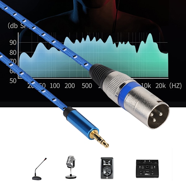 Høy kvalitet 3,5 mm stereo til XLR hannplugg lydkabeladapterledning 3 meter