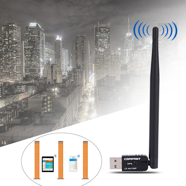 300M Extern 5dBi Antenn Mini Trådlöst Nätverkskort USB WiFi Adapter