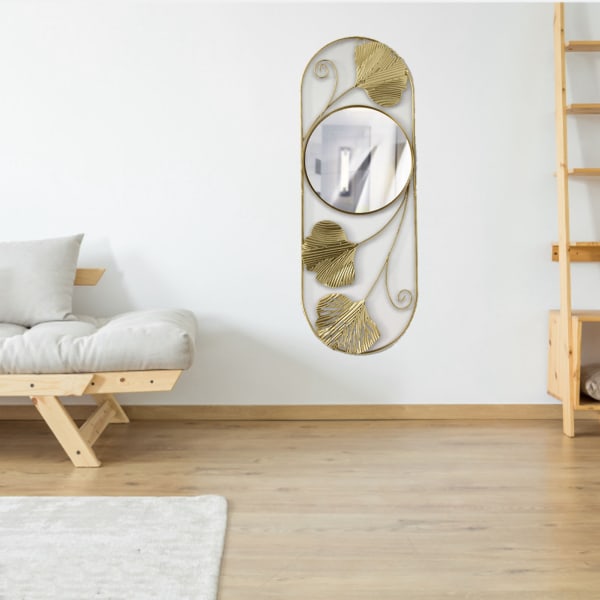 Metallblad Väggspegel Fade Resistent Konstnärlig Modern Dekorativ Spegel för Sovrum Vardagsrum Kontor