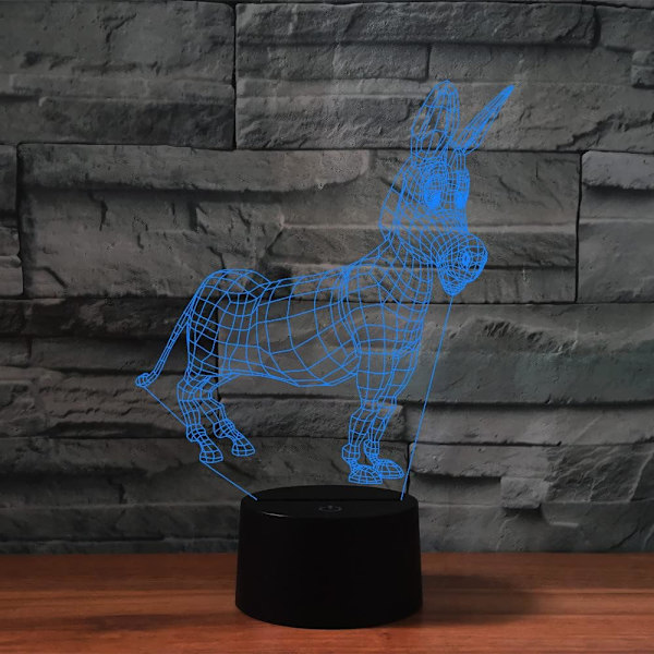 3D Liten Åsna Fjärrkontroll 16 Färger Nattlampor Illusion Akryl LED Bord Sänglampa Barn Sovrum Skrivbords Dekoration Födelsedagspresenter Leksak