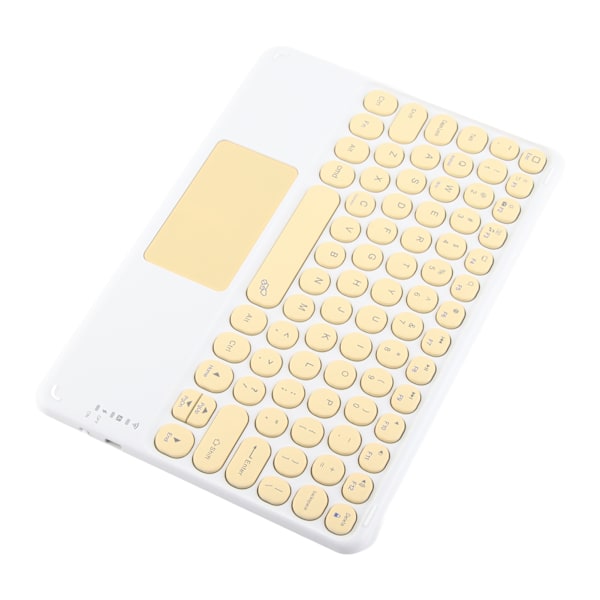 Bluetooth-tastatur med berøringsplate, runde taster med ergonomisk design, stabil tilkobling, 10 tommer, gul