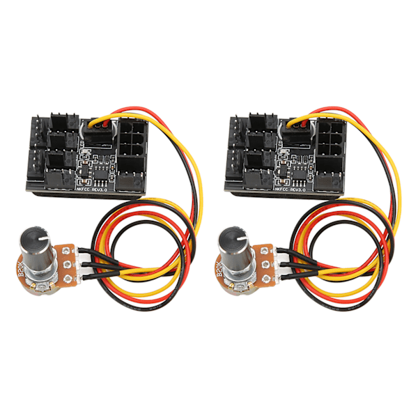 2 stk PC viftekontroller 3 pin 4 pin vifteadapter PWM PC kabinett kjølevifte hub 8 veis splitter 12V hastighetskontroller