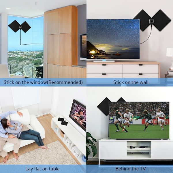 HDTV-antenne innendørs TV digital antenne 50 mils rekkevidde med avtakbar forsterkersignal