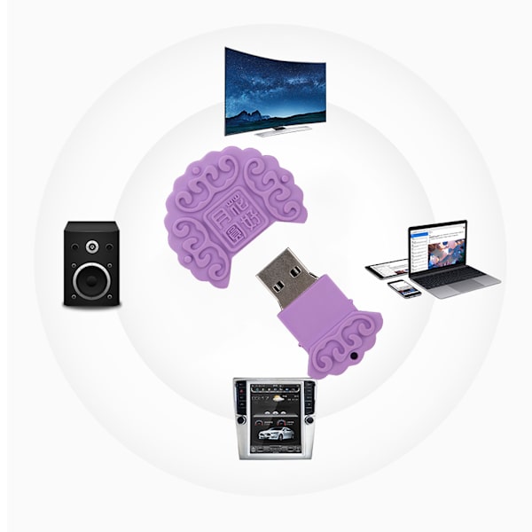 16G Mini Bärbar Månskakformad USB-minne för Windows Vista/7/10/Mac Lila