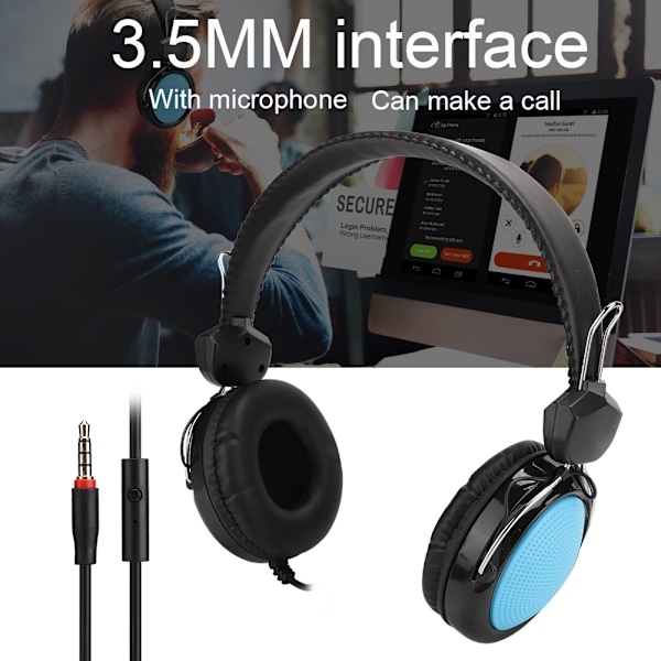 T420 3,5 mm huvudmonterat spelheadset med mikrofon för internetkafédatortillbehörBlå