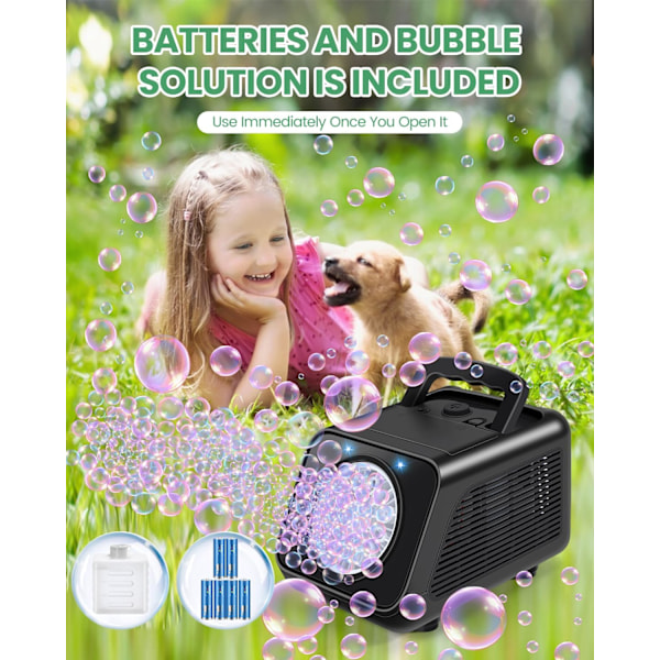 Bubbelmaskin Automatisk Bubbelblåsare för Barn: Batteridriven Bubbelmaskin för Småbarn 1-3 | 20000+ Bubblor, Utomhusleksaker för P white