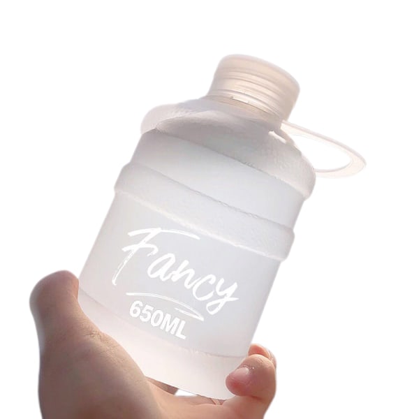 Mini Lille Ren Spand Kop Plast Vand Kop Fancy [Frosted Hvid] 650ml Enkelt Kop + Kop Børste + Lanyard