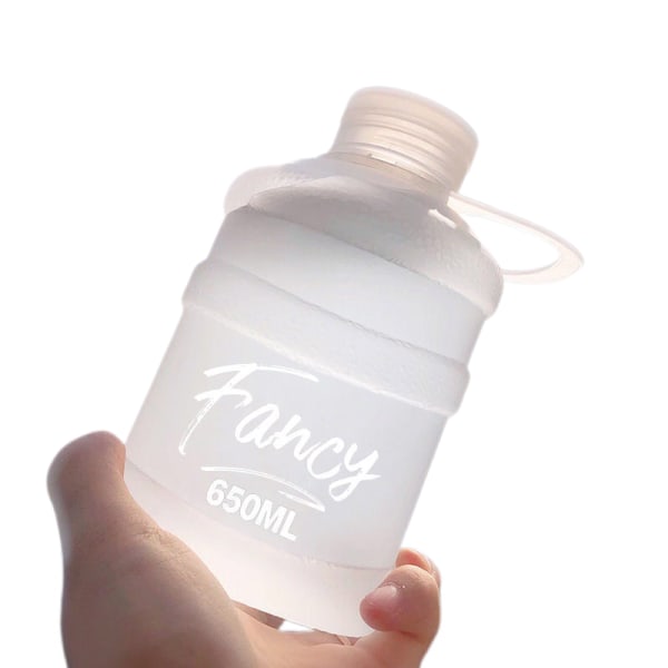 Mini Liten Ren Hinkkopp Plast Vattenkopp Fancy [Frosted White] 650ml Singelkopp + Koppborste + Snöre