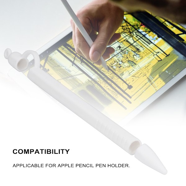 Lättvikts silikon sexsidig pennfodralhållare Anti-lost & halkfri för Apple Pencil (vit)