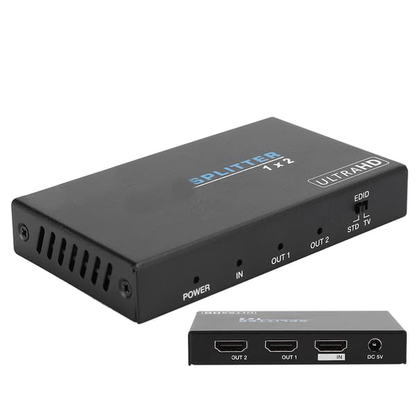 Aluminiumlegering B121H 1x2 HDMI 18 Gbps Splitter 100–240V Stödjer High Dynamic Range