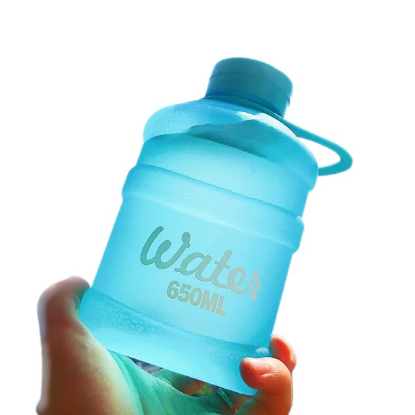 Mini liten ren bøttekopp plast vannkopp vann [frosted blå] 650 ml enkel kopp + snor