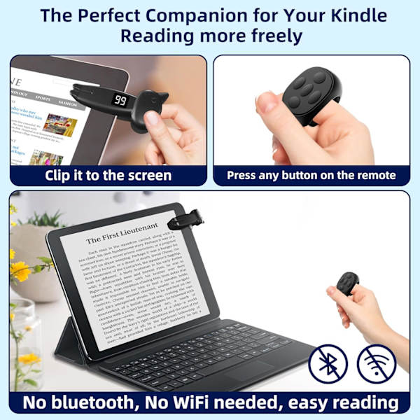 Fjärrkontroll sidvändare för Kindle Paperwhite Oasis Kobo Tillbehör Läsning Romaner & eReaders Kamera med videoinspelning Fjärrkontroll Black