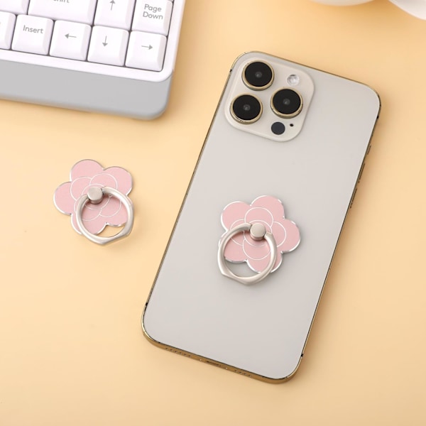 2 st telefonringhållare stativ mobiltelefon blomma finger ring grepp stativ metall universellt kompatibla tillbehör med smartphone, mobiltelefoner 2pcs Silver