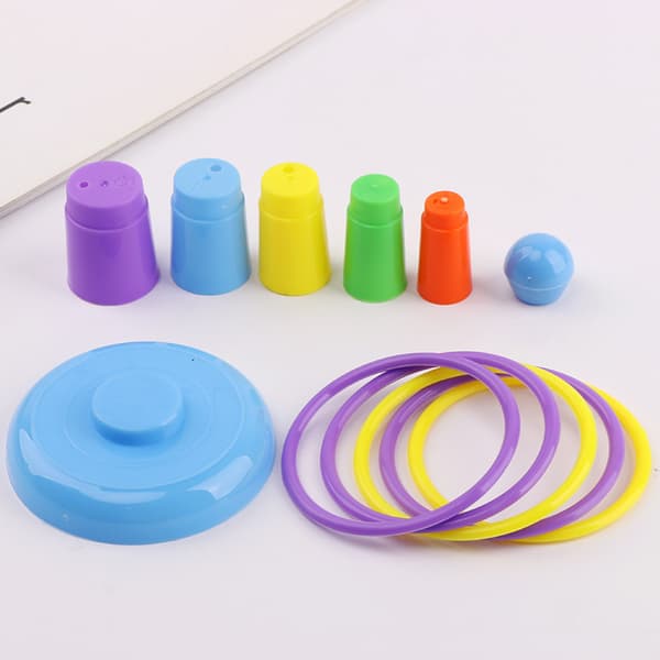 6,2\" Ringkastningsspel Set Regnbåge & Staplings- & Nestingkoppar Baby Byggset | 5 Delar Koppar & 5 Kastningsringar