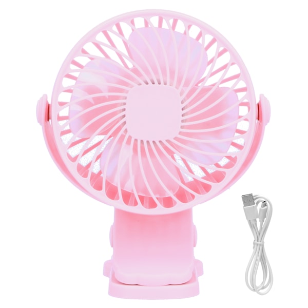 W‑06 Mini USB-ventilator, bærbar, til skrivebord, genopladelig, støjsvag, håndholdt, elektrisk clipsventilator, pink