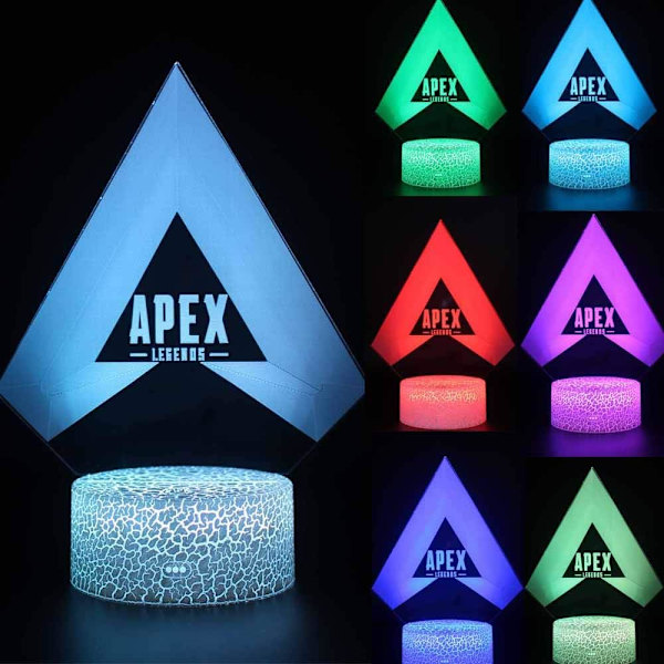 Apex Legends 3D Natlampe, LED Farverig Berøringsfjernbetjening Spil Lys, USB Drevet Akryl Projektionspanel, Velegnet til Soveværelses Dekoration