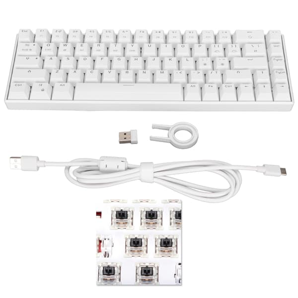Mekanisk tastatur 68 taster 3 tilstande trådløs 2.4G Type C kablet RGB mekanisk tastatur til Windows til Android lineær handlingsswitch