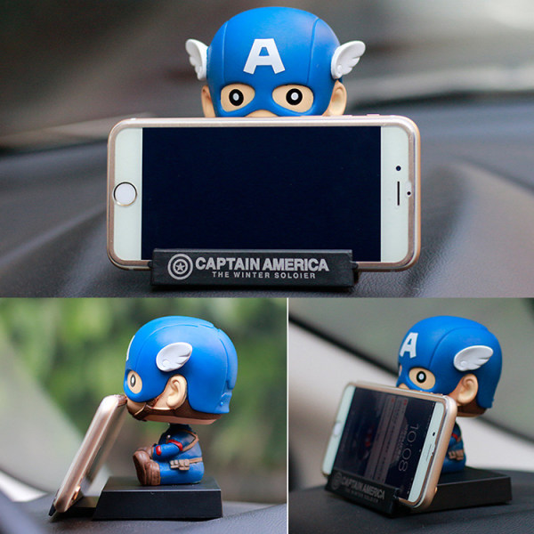 New Q version spring shaking doll car decoration doll creative cartoon car decoration mobile phone stand (y-Color Superman)