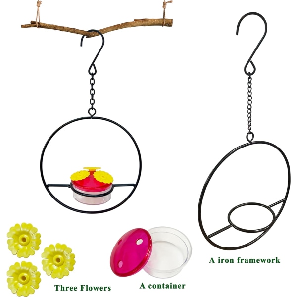 Kolibrimater, Fuglematere for utendørs, Hengende kolibrimater, Terrasse utendørs gaver for fugleelskere (Sirkel) Circle