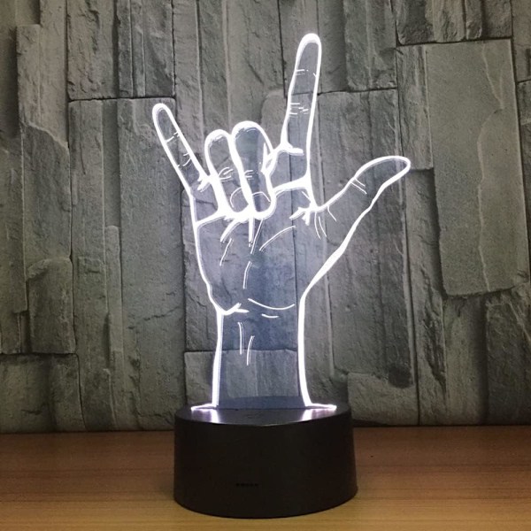 3D Optisk Illusion Jeg Elsker Dig Tegnsprog LED Hologram Natlys USB Drevet Romantisk Valentinsdag Fest Dekoration
