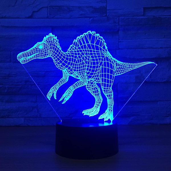 3D Dinosaur LED Bordlampe USB Dyr 3D Nattelykter 7 Farger USB 3D Illusionslys for Stue Dekorativ Atmosfærisk Lampe