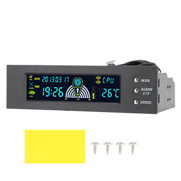 Tietokoneen 3-tuulettimen nopeudensäädin CPU/HDD/SYS lämpötilan säätö LCD-etupaneeli 5.25in STW‑5023
