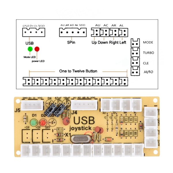 Zero Delay Arcade USB Encoder PC til Joystick Knap DIY Kit