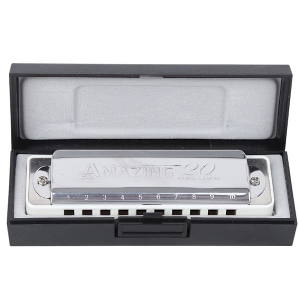 Bluesmunspel 10 hål munspel A-ton ABS-harts Professionellt nybörjarinstrument White