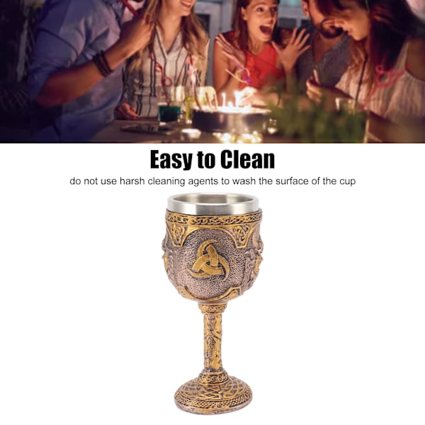 Nordisk Viking Goblet Retro Resin Rustfritt Stål Ølkrus for Cocktailer Whisky Rødvin