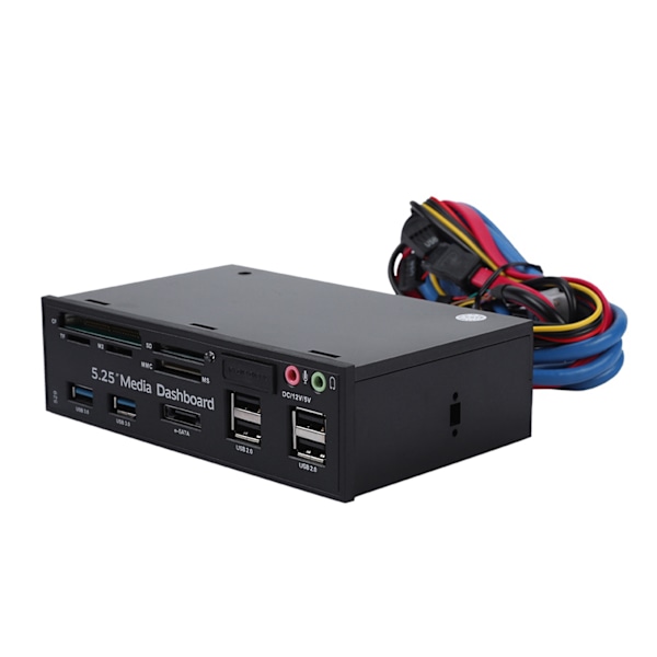 5,25\" Front Multifunksjonspanel USB3.0 Hub Media Dashboard PC Intern Kortleser