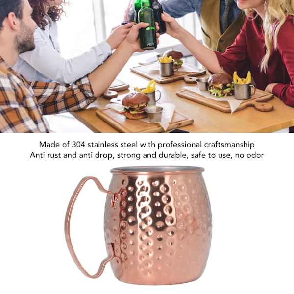 Moskva Mule Mug Utsökt 304 Rostfritt Stål 500ml Stor Kapacitet Cocktail Mugg för Barer Hotell Restauranger Rose Gold