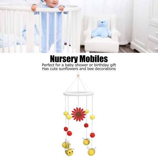 Baby Nursery Mobil Spjälsäng Hängande Mobil Inredning med Honungsbi Solroshänge för Infanette Cradle