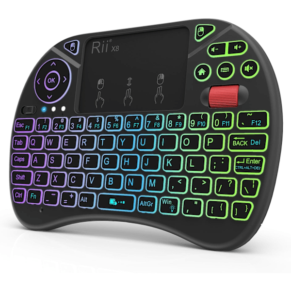 X8 Mini Tangentbord, 2.4GHz Bärbart Trådlöst Tangentbord med Touchpad-Mus, RGB-Bakgrundsbelysning, Uppladdningsbart Batteri för Android TV-Box/Mac/PC/Nvidia Shield