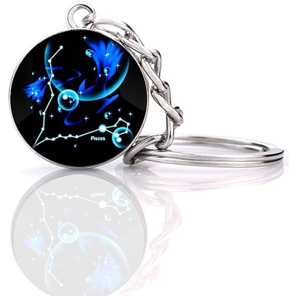 Zodiac 12 Constellation Glow In The Dark Creative Galaxy nyckelring Pisces-1