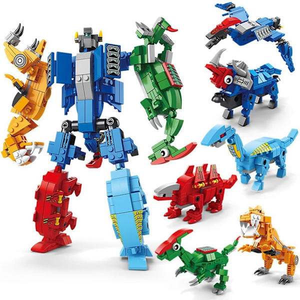 6 i 1 Dinosaur Byggesæt, Robot Byggesæt, Dinosaur Mecha Byggelegetøj STEM Lærings Byggesæt, Fødselsdagsgaver til Børn