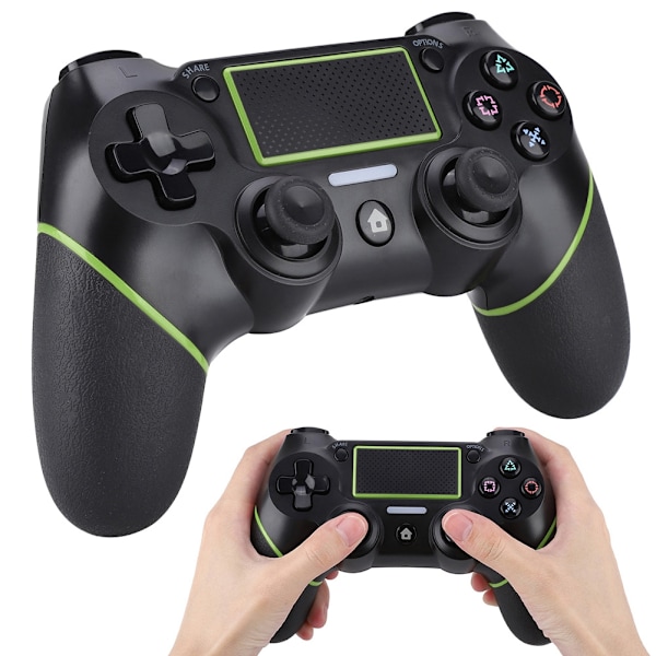 PS4-3 Trådlös Gamepad Spelkontroll Joy Con Handtag Joypad(Svart Grön)