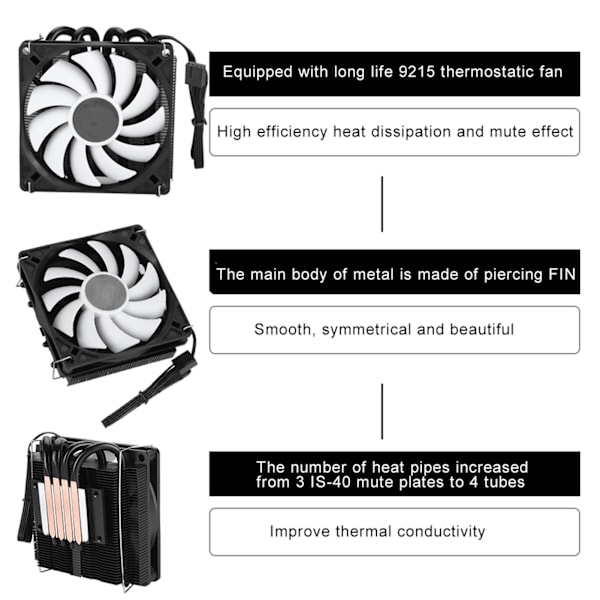 For ID-COOLING IS-40 V3 Lav Støj CPU Køler CPU Fan CPU Køling Til Intel LGA115X & AMD