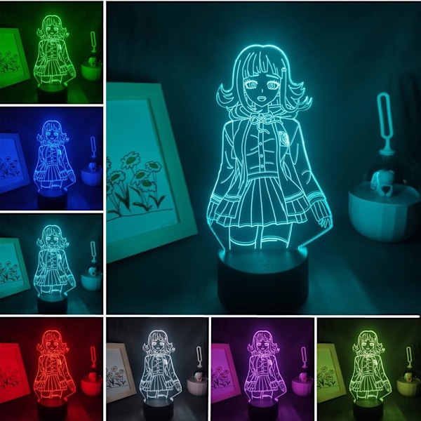 3D LED-illusion nattlampa Chiaki Nanami Animelampa USB 7/16 färger fjärrkontroll beröringsbrytare inredning RGB nattlampa för pojke och flicka födelsedagspresenter