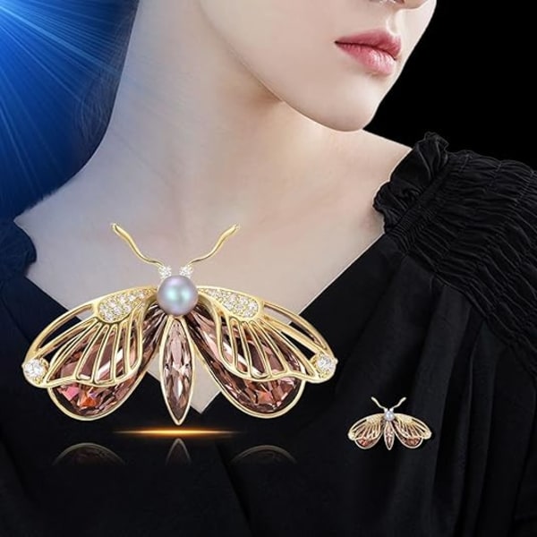 Dyre Brosche til Kvinder Østrigsk Krystal Dyre Brosche Pin Rhinestone Dyre Brosche Reversnål Bryllupssmykker Mors Dag Fødselsdagsgaver til Mor Kone Red Crystal Butterfly