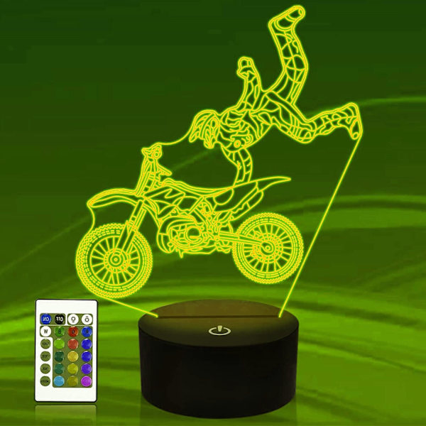 3D Motorcykel Bil Nattlampa Illusion Nattlampa 16 Färgväxlande Bordsskiva Dekorationslampor Present Akryl Platt ABS Bas USB Kabel Leksak