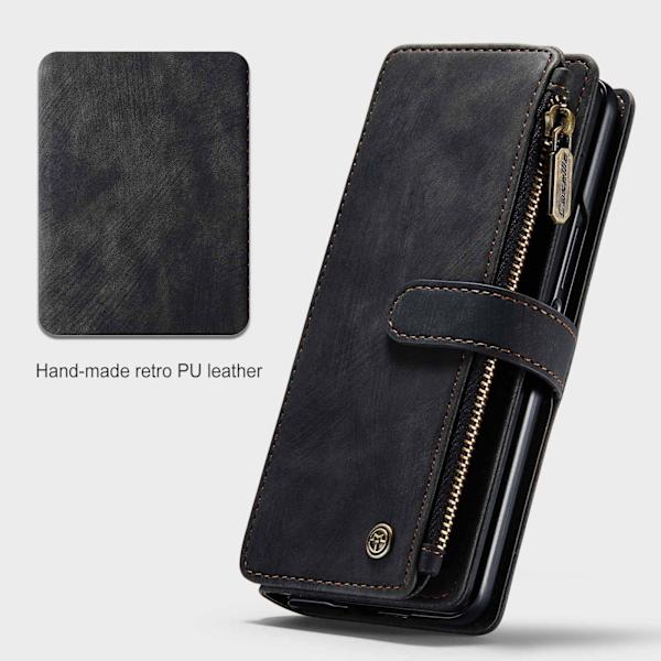 Til Samsung Galaxy Z Fold 4 Etui, Nyeste Retro Pung Etui med Kortholder, Multifunktionelt Etui med Magnetisk Kickstand Rem Lynlås